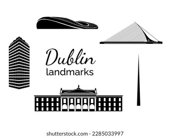 ilustración en estilo de diseño plano sobre el tema de los monumentos de Dublín.