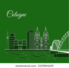 illustration in style of flat design on the theme of Cologne.