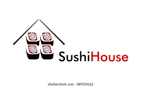 illustration in style of flat design on the theme of food - the sushi.