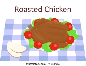 illustration in the style of flat design on the theme of food and different products.