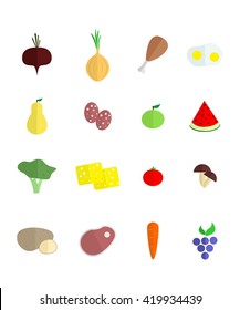 illustration in style of flat design on the theme of food.
