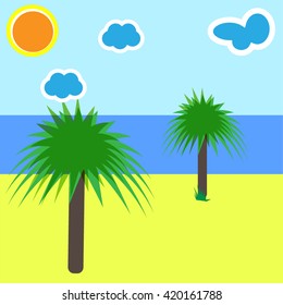 illustration in style of flat design on the theme of nature and summer.