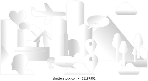 illustration in style of flat design on the theme of modern life.