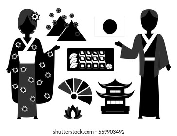 illustration in style of flat design on the theme of Japanese culture.