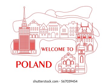 illustration in style of flat design on the theme of poland.