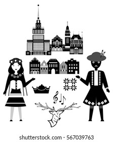illustration in style of flat design on the theme of poland.