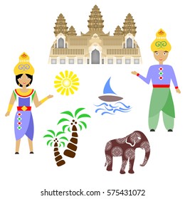 illustration in style of flat design on the theme of Cambodia.