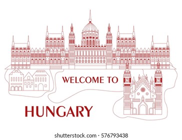 illustration in style of flat design on the theme of hungary.