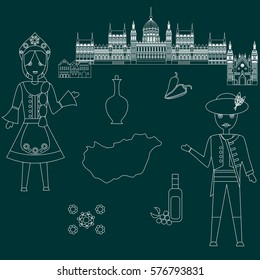 illustration in style of flat design on the theme of hungary.