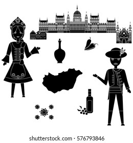 illustration in style of flat design on the theme of hungary.