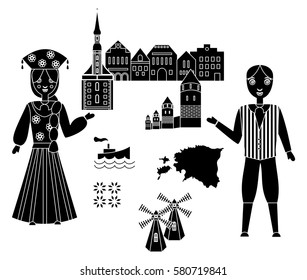 illustration in style of flat design on the theme of estonia.