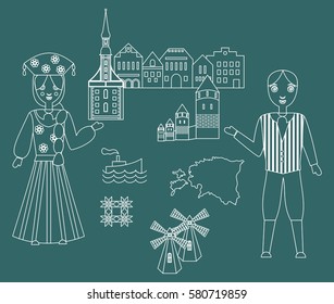 illustration in style of flat design on the theme of estonia.