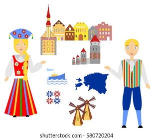 illustration in style of flat design on the theme of estonia.