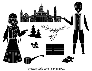 illustration in style of flat design on the theme of finland.