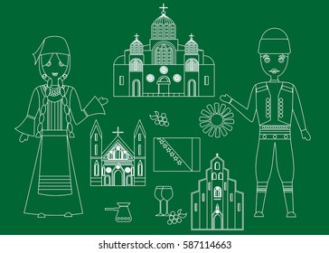 illustration in style of flat design on the theme of Bosnia and Herzegovina.
