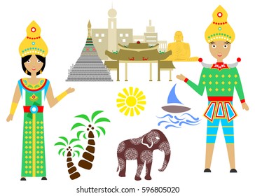 illustration in style of flat design on the theme of Cambodia.