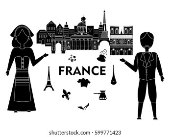 illustration in the style of a flat design on the theme of france.