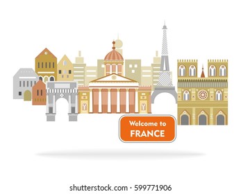 illustration in the style of a flat design on the theme of france.