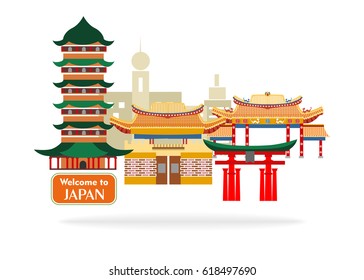 
Illustration in style of flat design on a theme of japan.