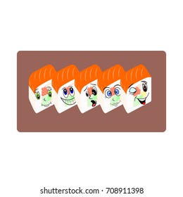 illustration in style of flat design on the theme of food - the sushi.