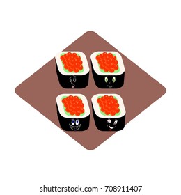 illustration in style of flat design on the theme of food - the sushi.