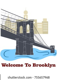 illustration in style of flat design on the theme of Brooklyn.
