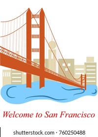 illustration in style of flat design on the theme of San Francisco.
