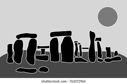 illustration in style of flat design on the theme of stonehenge.
