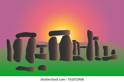 illustration in style of flat design on the theme of stonehenge.