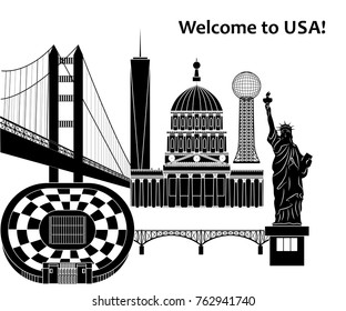 illustration in style of flat design on the theme of USA.
