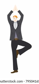 illustration in the style of a flat design on the theme of office yoga.
