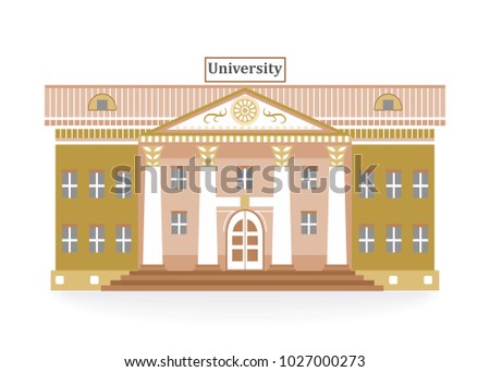 illustration in the style of a flat design on the theme of architecture with the building of the university.