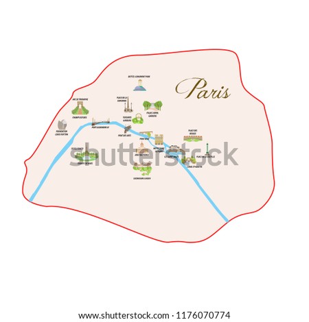 illustration in the style of a flat design on the theme of the sights of Paris.
