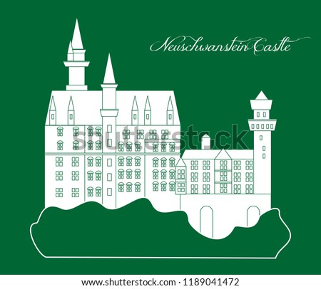 illustration in the style of a flat design on the theme of the neuschwanstein castle.