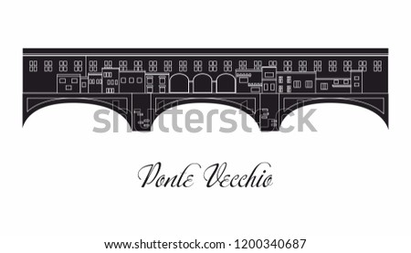 illustration in the style of a flat design on the theme of the Ponte Vecchio.