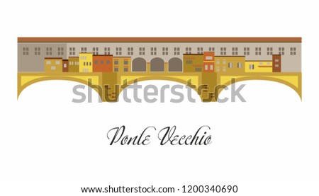 illustration in the style of a flat design on the theme of the Ponte Vecchio.