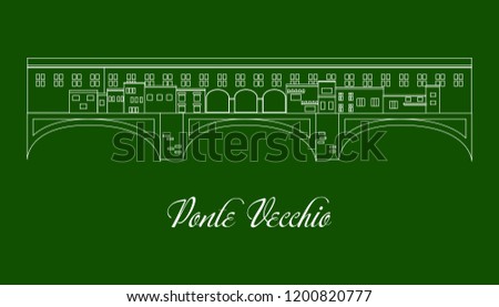 illustration in the style of a flat design on the theme of the Ponte Vecchio.