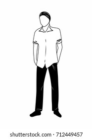 illustration in the style of flat design with portrait of a man.