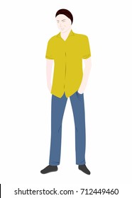 illustration in the style of flat design with portrait of a man.