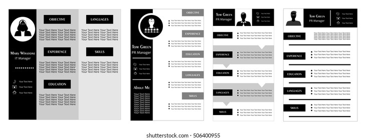 illustration in style of flat design with samples of cv.