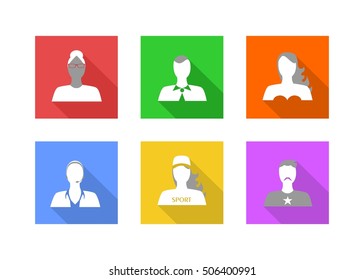 Illustration in style of a flat design with a set of portraits of people.