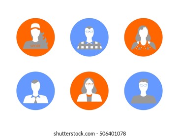 Illustration in style of a flat design with a set of portraits of people.