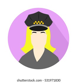 Illustration in style of a flat design with a taxi woman.