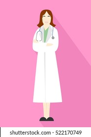 Illustration in style of a flat design with a woman doctor.