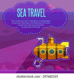 Illustration of style flat with sea landscape