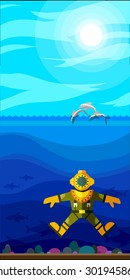 Illustration of style flat with sea landscape