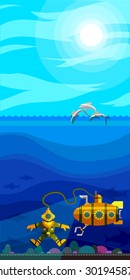 Illustration of style flat with sea landscape