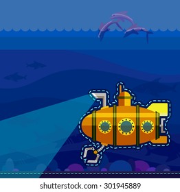 Illustration of style flat with sea landscape
