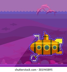 Illustration of style flat with sea landscape