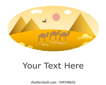 illustration in style of material design with desert landscape.